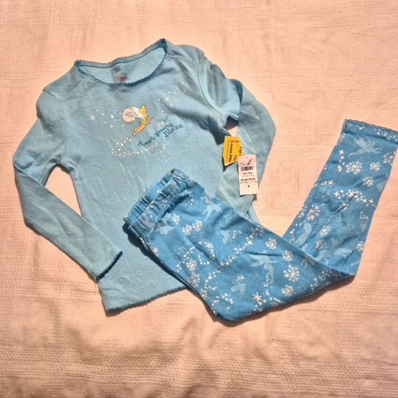 Disney Store girls size 4 Tinkerbell light blue pajama set, NWT - Picture 1 of 9
